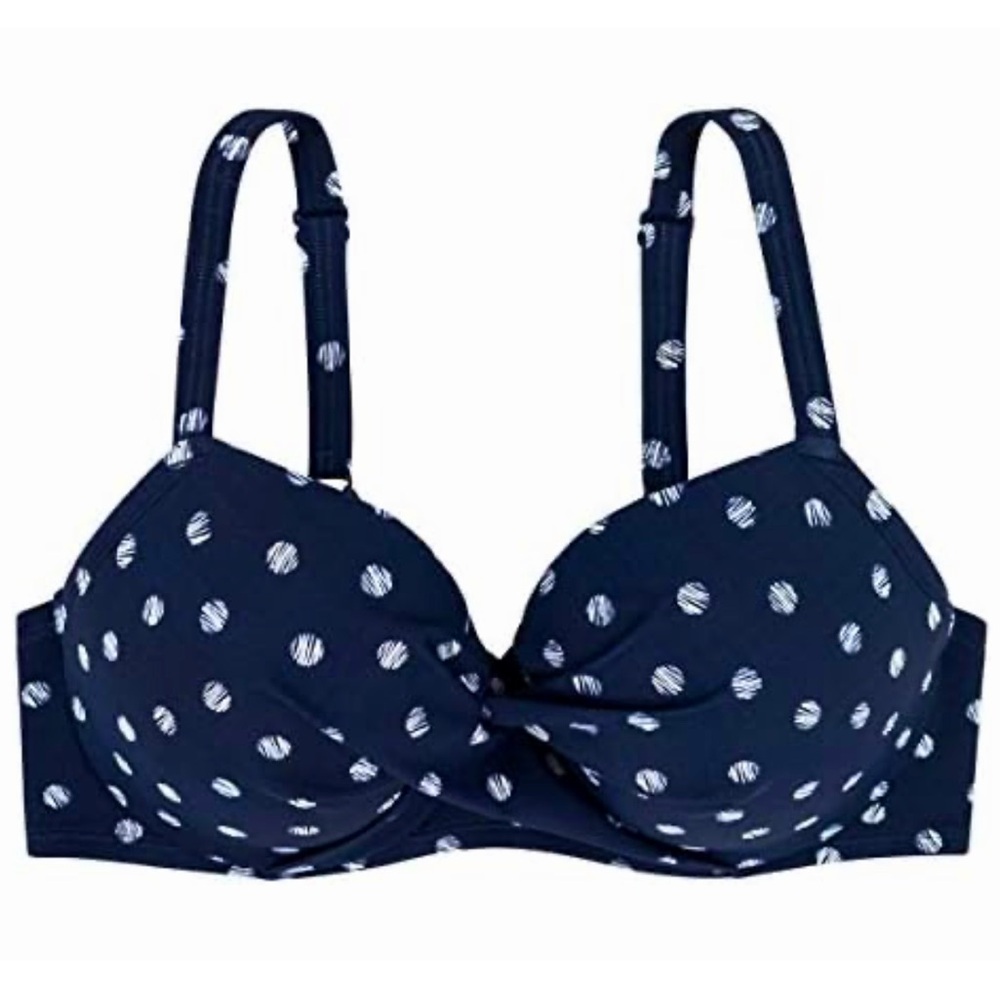 Navy Polka Dot Bikini Top - Women's Swim